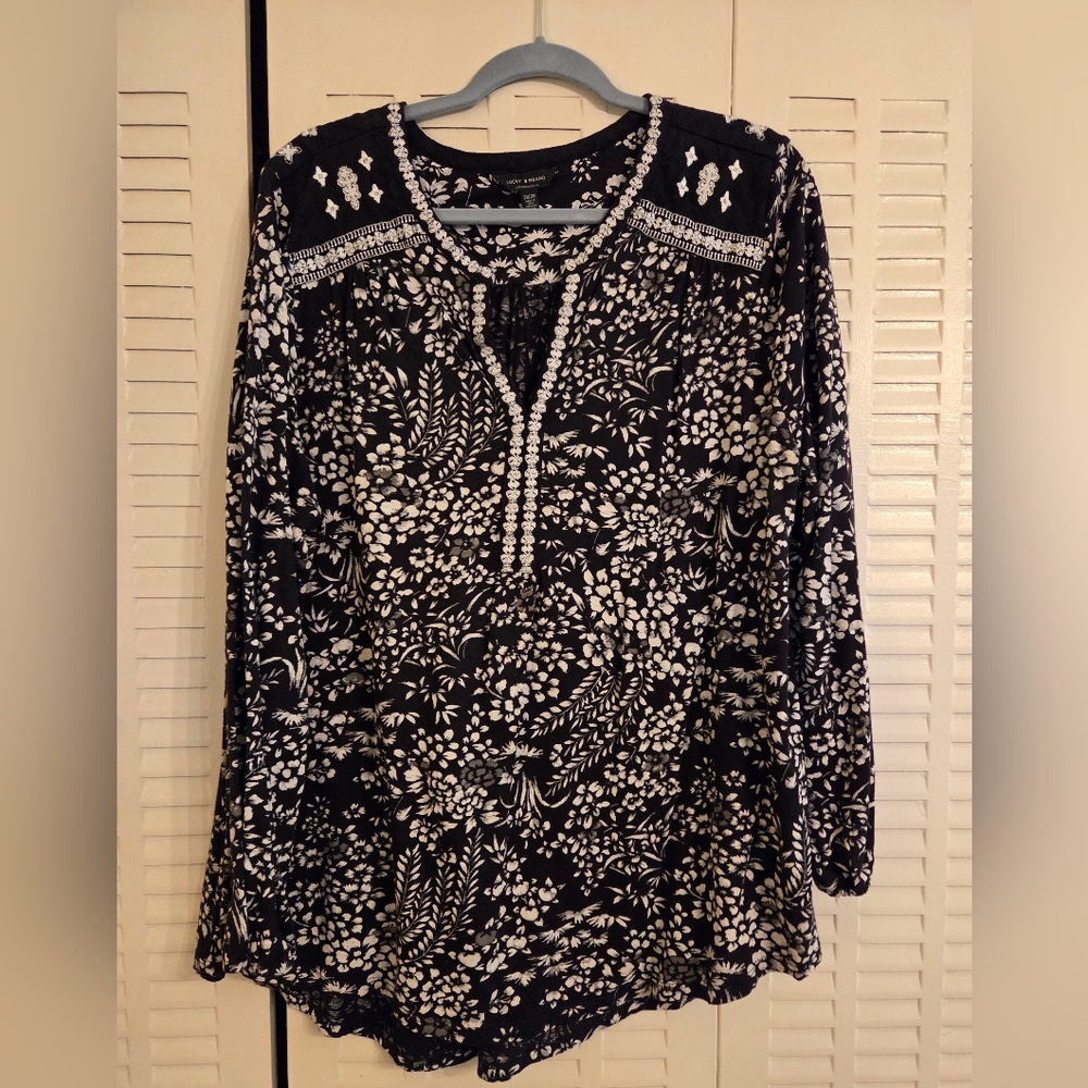 Black and White Floral Women's Top LUCKY BRAND